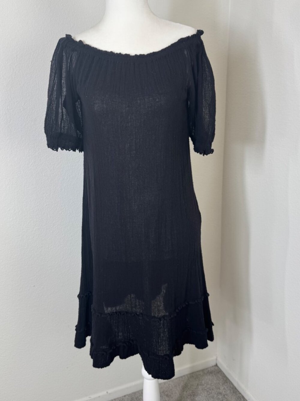 Jens Pirate Booty X Free People X Dress Black Gauze Off Shoulder Cover Up Boho